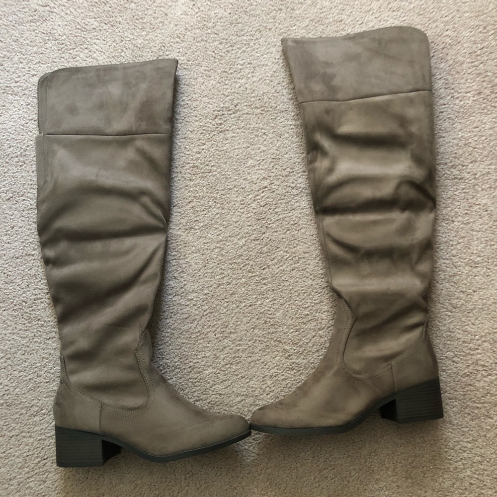Classified tan knee high suede boots